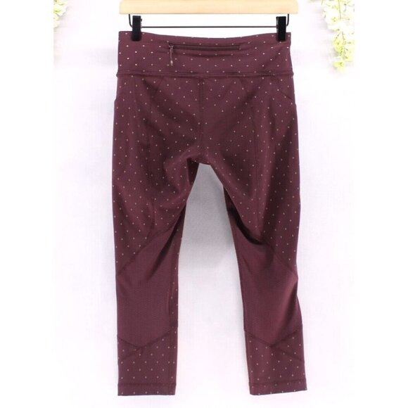 Lululemon Pace Rival Crop Night Fall Bordeaux Drama Gold Special Edition Sz 6 - Picture 2 of 7